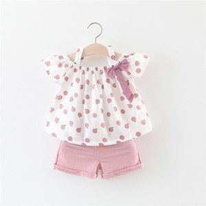 2 Pcs Toddler Girl Fruit Print Short Set Sizes 18-24 months, 3 T, 4T
